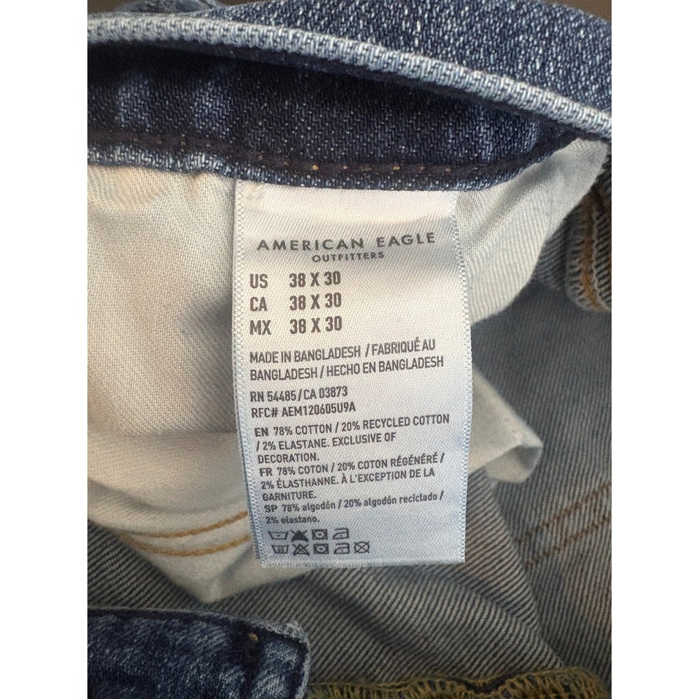 American Eagle Original Straight Flex Jeans Mens 38x30 Medium Wash Blue Denim - Picture 7 of 9